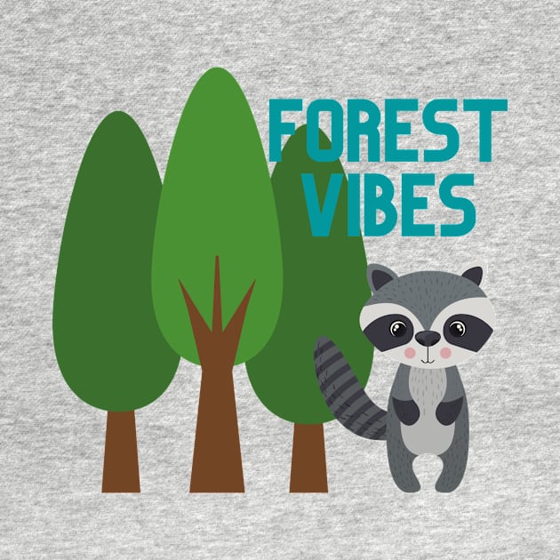 Cute Forest Vibes Raccoon Nature Design by CrazilykukuDesigns